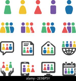 Personen und Bevölkerung Symbolsatz, Vektor und Illustration Stock Vektor