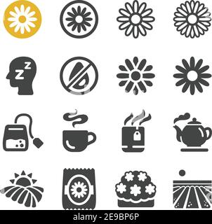 Kamille Blume Icon Set, Vektor und Illustration Stock Vektor