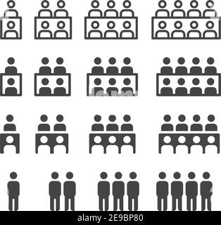 Symbolsatz, Vektor und Illustration für Meetings und Konferenzen Stock Vektor