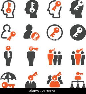 Key Personnel und Key man Icon Set, Vektor und Illustration Stock Vektor