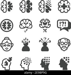 alzheimer-Krankheit Icon Set, Vektor und Illustration Stock Vektor