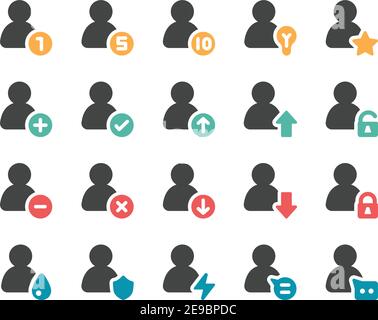 Symbolsatz für Personen und Benutzer, Vektor und Illustration Stock Vektor