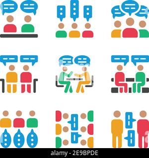 Symbolsatz, Vektor und Illustration für Gespräche und Diskussionen Stock Vektor