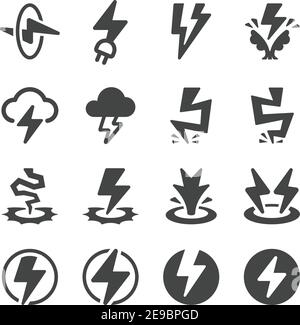 Donner und Elektrizität Icon Set, Vektor und Illustration Stock Vektor