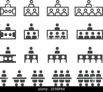 Symbolsatz, Vektor und Illustration für Meetings und Konferenzen Stock Vektor