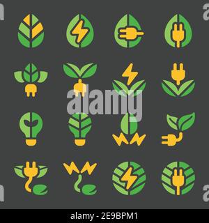 Eco Energy Icon Set, Logostil, Vektor und Illustration Stock Vektor