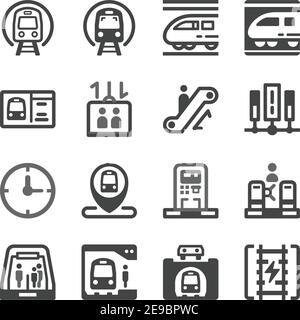 U-Bahn-und U-Bahn-Transport Symbol Set, Vektor und Illustration Stock Vektor