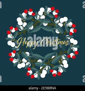 Weihnachten Vektor Illustration mit Geschenken und Gold Kranz auf einem Dunkler Hintergrund Stock Vektor