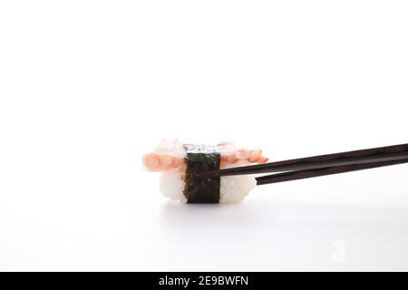 Tako nigiri Octopus Sushi japanisches Essen isoliert auf weißem Hintergrund Stockfoto