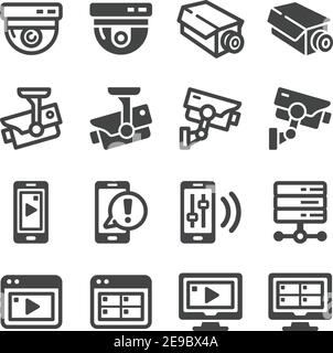 Sicherheitskamera und Closed Circuit TV Icon Set, Vektor und Illustration Stock Vektor