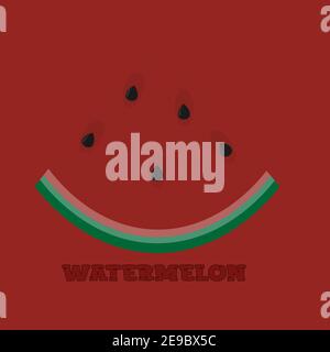 Wassermelone Scheibe Logo auf rotem Hintergrund mit der Aufschrift 1 Stock Vektor