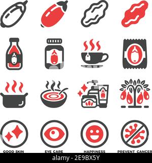 goji Beere und produzieren Icon Set, Vektor und Illustration Stock Vektor