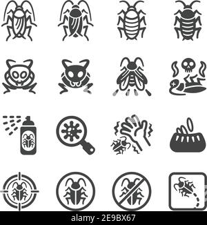 Kakerlake Symbol Set, Insekten und Schädling Symbol, Vektor und Illustration Stock Vektor