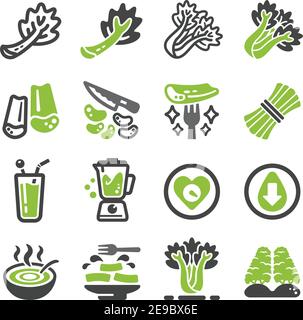 Sellerie und produzieren Icon Set, Gemüse Symbol, Vektor und Illustration Stock Vektor