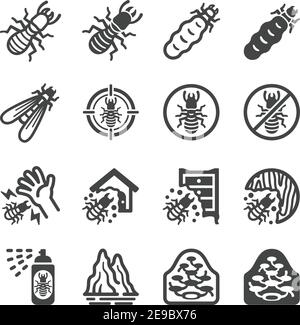 Termite Icon Set, Insekt und Schädling Symbol, Vektor und Illustration Stock Vektor