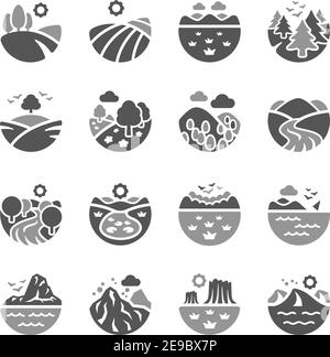 Landschaft und Natur Icon Set, Vektor und Illustration Stock Vektor