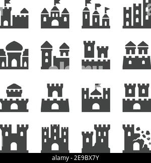 Schloss und Zitadelle Icon Set, Vektor und Illustration Stock Vektor