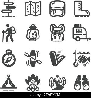 Sommer Camping Icon Set, Vektor und Illustration Stock Vektor