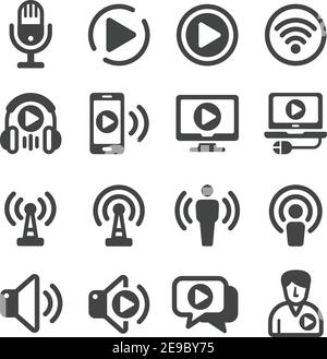 Podcast Icon Set, Vektor und Illustration Stock Vektor