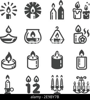 Candle Icon Set, Vektor und Illustration Stock Vektor