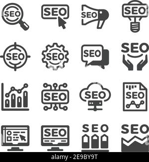 SEO Icon Set, Vektor und Illustration Stock Vektor