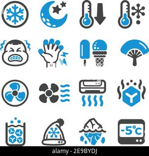 Kühl, kalt Icon Set, Vektor und Illustration Stock Vektor