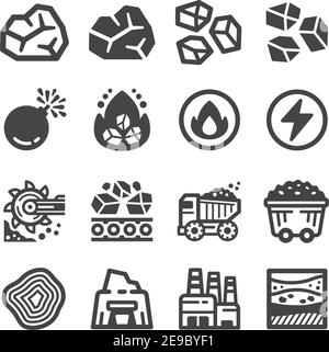 Coal Icon Set, Vektor und Illustration Stock Vektor