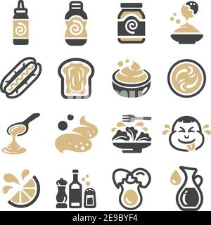 Mayonnaise Icon Set, Vektor und Illustration Stock Vektor