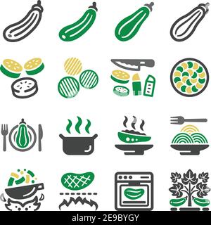 Zucchini Icon Set, Vektor und Illustration Stock Vektor