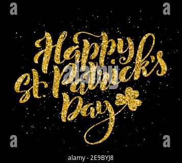Happy St. Patricks Day Karte. Vorlage Poster mit handgeschriebener Beschriftung. Vektorgrafik. Stock Vektor