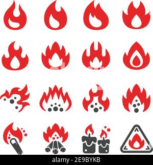 Feuer und Flamme Icon Set, Vektor und Illustration Stock Vektor