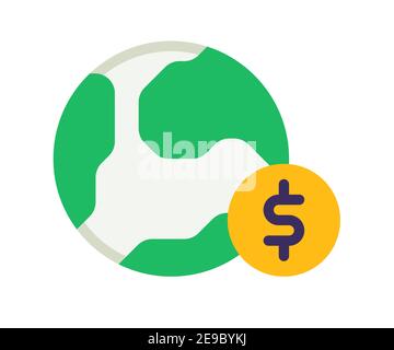 Globales wirtschaftliches Kapital einzelnes isoliertes Symbol mit flachem Stilvektor Design-Illustration Stockfoto