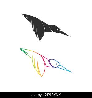 Vektor von Kolibri-Design auf weißem Hintergrund. Leicht editierbare Vektorgrafik mit Ebenen. Vogelsymbole. Wilde Tiere. Stock Vektor