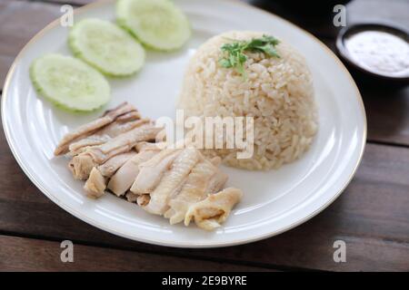 Thai Essen Gourmet gedämpftes Huhn mit Reis khao mun kai Stockfoto