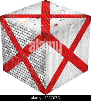 Alabama Cube - Illustration, abstrakte Grunge Mosaik Flagge von Alabama Stock Vektor