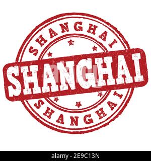 Shanghai Grunge Gummistempel auf weißem Hintergrund, Vektor-Illustration Stock Vektor