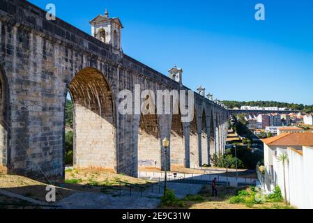 Portugal, Lissabon, 09. Oktober 2018: Altes Aquädukt von Lissabon im Captal von Portugal. Stockfoto
