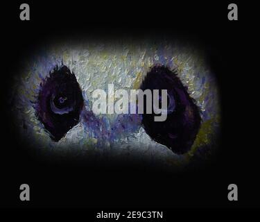 Handgemalte Original-Meisterwerke des Impressionismus Kunstmaler Ölgemälde Tier Pandabär Stockfoto