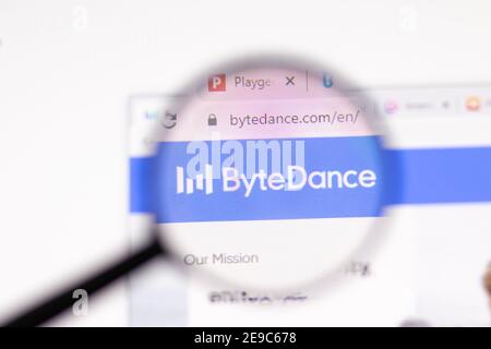 Los Angeles, USA - 1. Februar 2021: Bytedance Webseite. ByteDance.com Logo auf dem Display, illustrative Editorial Stockfoto