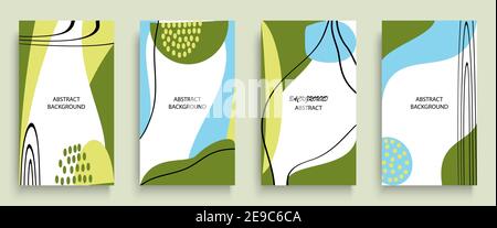 Social-Media-Geschichten und post-kreative Kunstkonzept für Web-Design. Werbebroschüre, geometrische Doodle minimal Muster Hintergrund. Werbebotschaft Stock Vektor