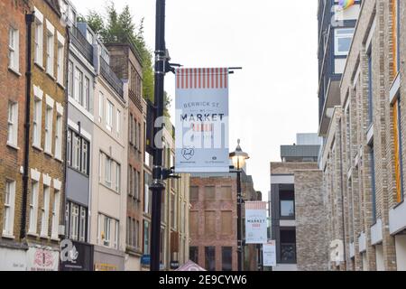 Schild Berwick Street Market, Soho, London Stockfoto