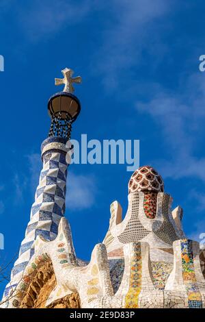 Porter's Residence Pavillon, Park Guell, Barcelona, Katalonien, Spanien Stockfoto