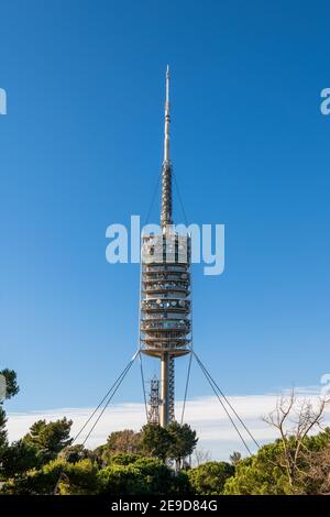 Fernsehturm Torre de Colserola, Tibidabo, Barcelona, Katalonien, Spanien Stockfoto