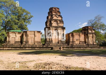 Antiker Khmer Tempel von Prasat Kravan, Teil des Angkor Komplexes in Kambodscha. Alter Tempel, Hunderte Jahre alt. Stockfoto