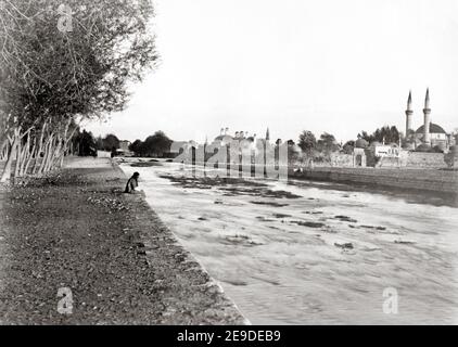 Foto des späten 19th. Jahrhunderts - Damaskus und der Barada Fluss, Syrien c.1880 Stockfoto