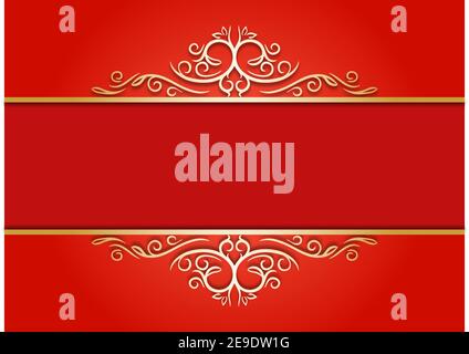 Eine Hintergrundvorlage Für Eine Asiatische Rote Und Goldene Grußkarte Stock Vektor