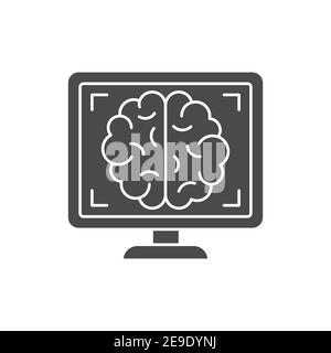 Schwarzes Glyphensymbol des MRT-Gehirns. Medizinisches und wissenschaftliches Konzept. Labordiagnostik. Piktogramm für Web, mobile App, Promo. UI-UX-Designelement Stock Vektor