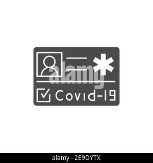 Ärztliche Bescheinigung über die Impfung covid schwarzen Glyphen-Symbol. Sicheres Reisen. Piktogramm für Web, mobile App, Promo. UI-UX-Designelement. Stock Vektor