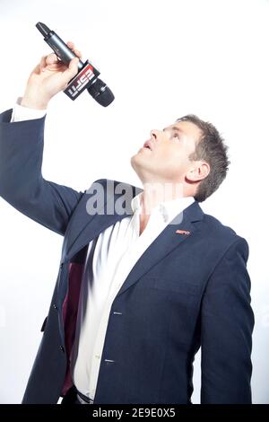 Mark Duden-Smith Portrait als ESPN Aviva Premiership Rugby TV Moderator Stockfoto