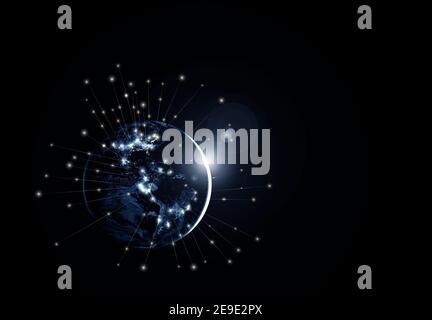 Globale Vernetzung und internationale Kommunikation. Planet Erde als Symbol des globalen Netzwerks. Elemente dieses Bildes sind im Besitz der NASA. Stockfoto